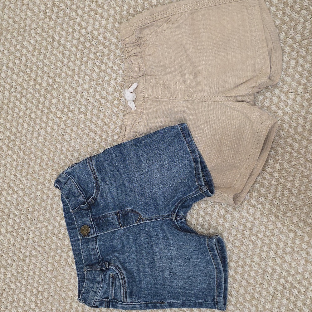 Denim Shorts + Tan Cotton Short Bundle